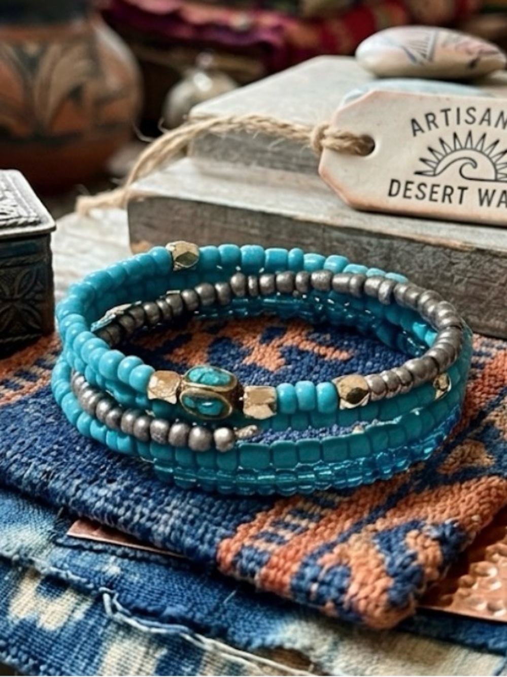 Turquoise Beaded Wrap Bracelet